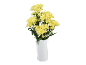 Yellow chrysanthemums in a white vase on a black background