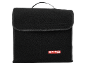 Black felt storage bag with a red logo