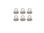 Six silver-colored magnetic hooks with eyelets arranged in two rows.