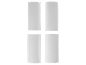 Four white cardboard tubes arranged in a grid on a black background.