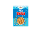 Box of crunchy rice cereal with a bowl of cereal and a farm landscape.