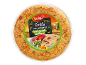 Potato omelette with peppers on a white plate, with a 500 g label.