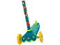 Kids' three-wheel scooter, blue-green, with dinosaurs and cartoon motifs