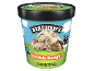 Ice cream tub with vanilla ice cream, chocolate chip cookie dough chunks, and a cow illustration.
