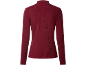 Burgundy women's long-sleeved high-neck blouse, with ribbed fabric.