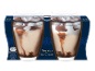 Two tiramisu ice cream cups in dark blue packaging with nutritional information.