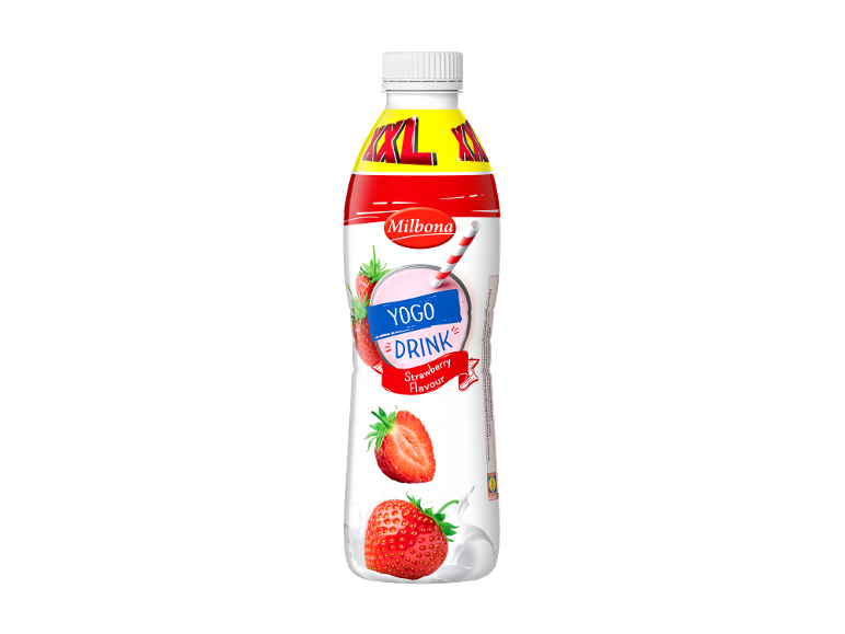 Strawberry yogurt drink, strawberry flavour, XXL size.