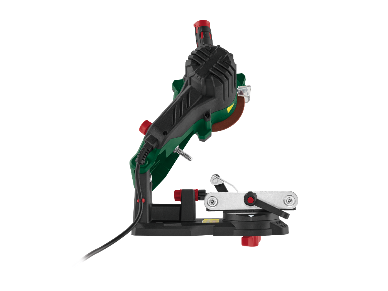 Electric chainsaw chain sharpener on a stand