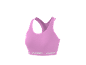 Pink sports bra with logo on the bottom band.