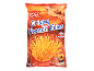 Bag of crispy french fries with 'New & Improved' text and nutritional information.