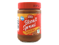 Jar of crunchy biscuit spread with a red label saying 'New' and 'Vegan'.