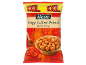 XXL bag of crispy coated peanuts with paprika flavour on a wooden background.