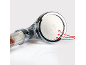 Shower head with filtering granules and water flow direction arrows