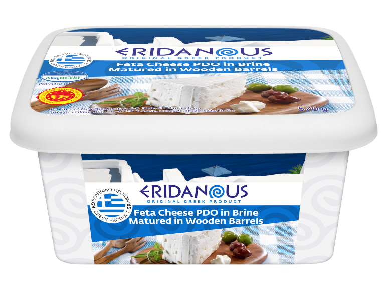 Feta Cheese PDO in Brine Matured in Wooden Barrels, 570g.