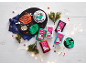Colorful sugar pastes for Christmas decorations, with cookie cutters and sprinkles.