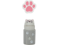 Cat set: paw-shaped sponge and dispenser with cat face and paw prints.