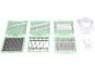 Vegetable chopper set with various blades for slicing, dicing, and grating.