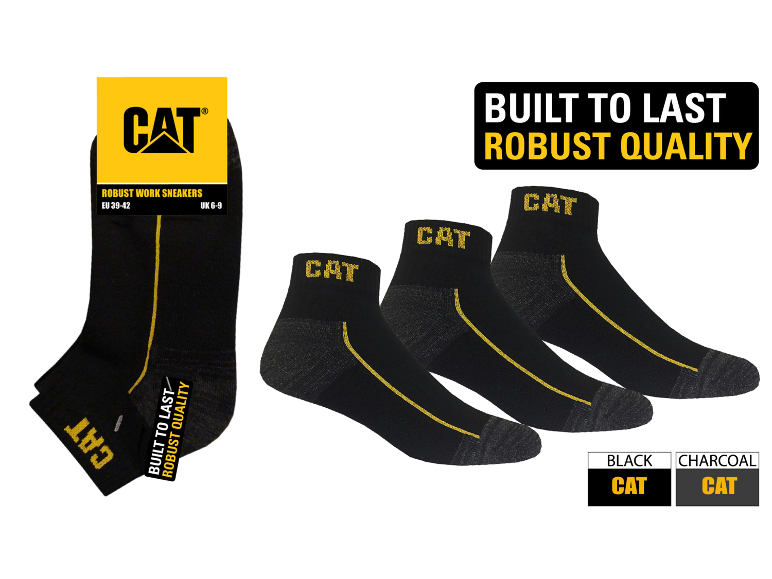 Black sneaker socks with yellow details, robust quality.