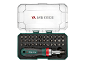 Ratcheting screwdriver set and bits in an open case