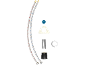 Faucet installation kit with two braided hoses, mounting hardware, and seals.
