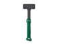 Green and black short-handled hammer with a rubberized grip.