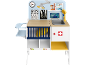 Veterinary clinic play set with sink, X-ray, and medical supplies.