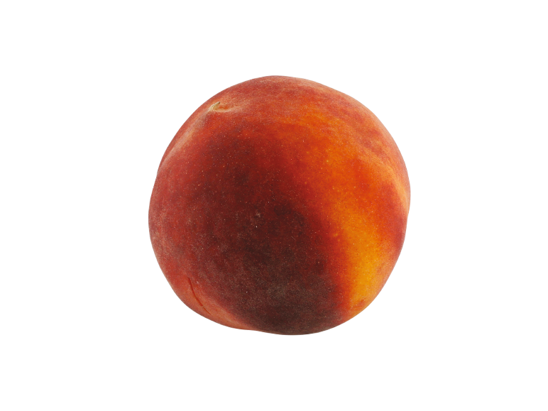 A single peach on a black background