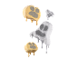 Melting paw print and ghost-shaped ice cream treats with smoke on black background.