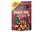 Snack mix with cranberries, roasted and unroasted almonds, hazelnuts, cashews, and pecan nuts.
