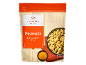 Japanese style katsu curry peanuts in orange packaging, on a bamboo mat