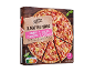 Ham and cheese pizza box with two thin crust pizzas and Nutri-Score A.