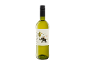 White wine bottle with an illustrated label of an elephant and grape clusters.