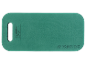 Green knee cushion with a handle and product information.