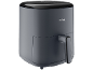 Dark grey air fryer with a black handle and a digital control panel.