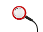 Round thermostat with red border, black cord, and MIN/MAX markings