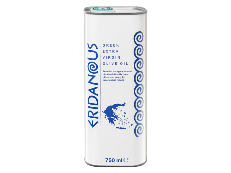 Greek superior category extra virgin olive oil in a 750 ml package.