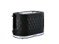 Black toaster with honeycomb texture and silver details.