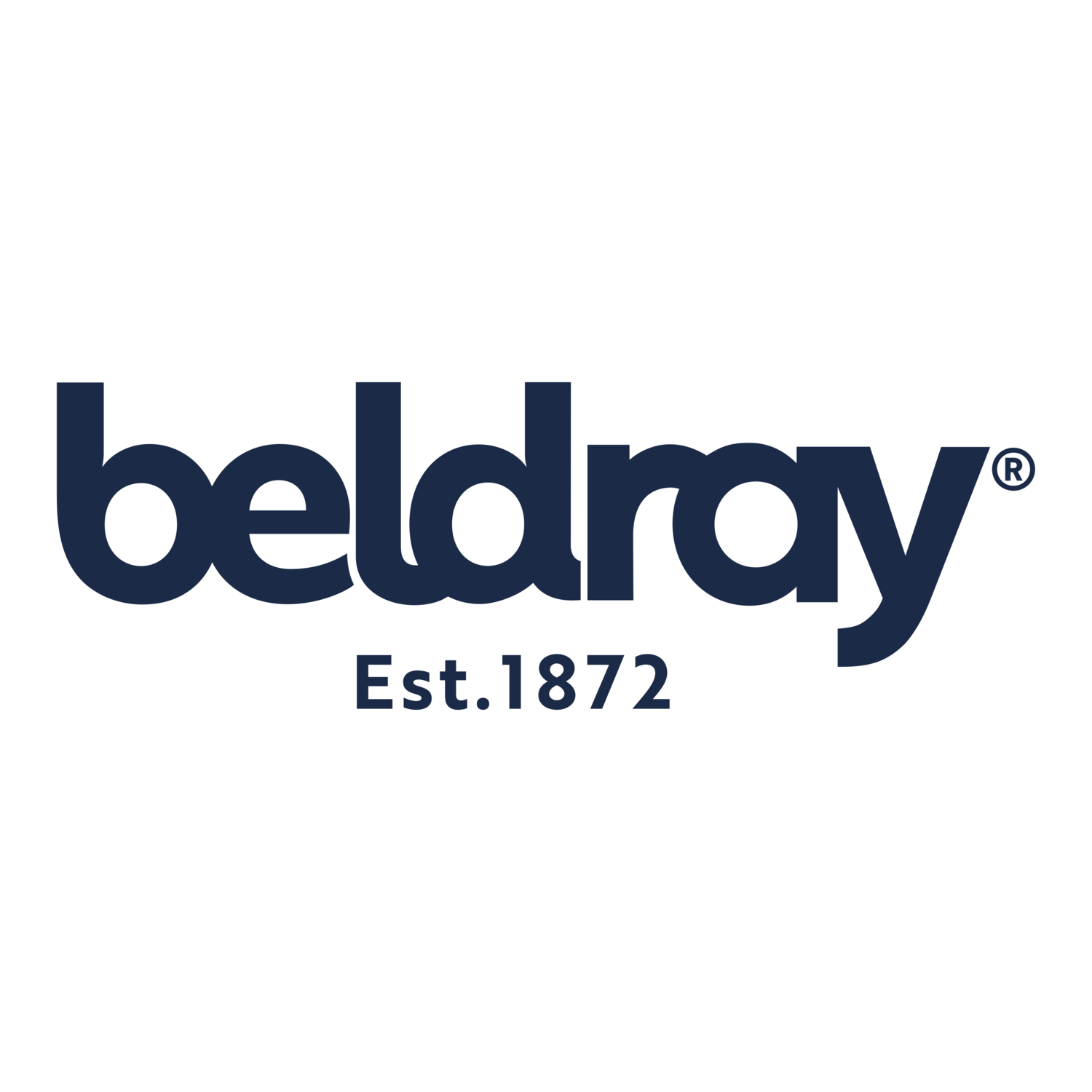 Text 'beldray' with registered trademark symbol and 'Est. 1872' below.