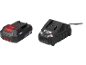 A black power tool battery (2.0Ah) and a black charger (2.4A max) with red accents.