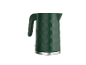 Dark green electric kettle with a hexagonal pattern and a silver base.