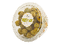 Green Nocellara olives with rosemary and thyme in a plastic container