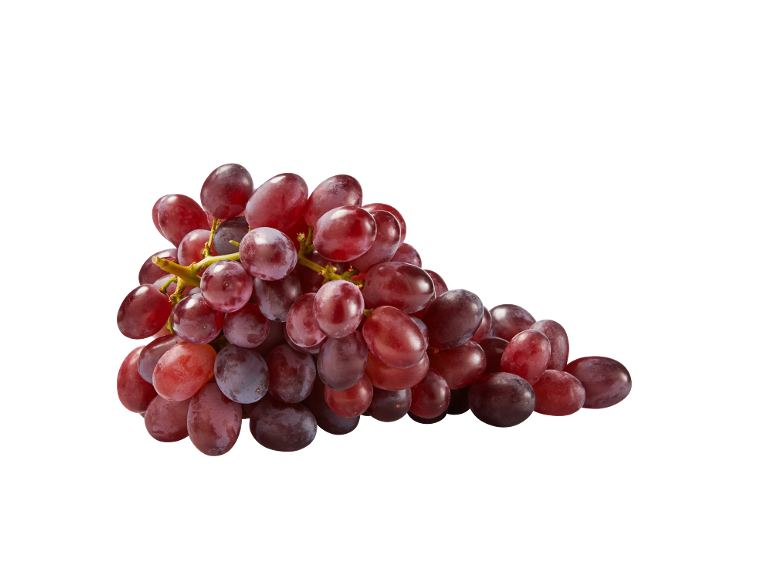 Bunch of red grapes on a black background.