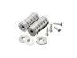 Set of magnets with screws and washers for mounting.