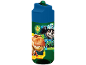Blue water bottle featuring a cartoon dinosaur and dog.
