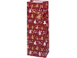 Red Christmas gift bag with gold and white trees and 'Merry Christmas' inscription.
