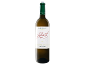 White wine bottle with a white label featuring red script and green text.