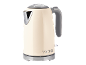 Beige electric kettle with chrome accents and the text '1973'.