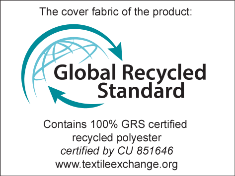 Global Recycled Standard label: Contains 100% GRS certified recycled polyester, certified by CU 851646.