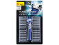Twin blade razor with 20 refill cartridges and glide strip with aloe vera and vitamin E.