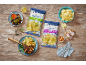 Two bags of Greek-style crisps, oregano and garlic & olive flavors, with a meal and snacks.